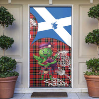 Saint Andrews Day Scotland Door Cover Thistle Traditional Bagpipe Tartan Pattern - Wonder Print Shop