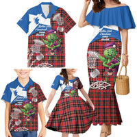 Saint Andrews Day Scotland Family Matching Mermaid Dress and Hawaiian Shirt Thistle Traditional Bagpipe Tartan Pattern - Wonder Print Shop