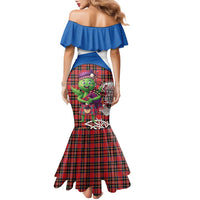 Saint Andrews Day Scotland Family Matching Mermaid Dress and Hawaiian Shirt Thistle Traditional Bagpipe Tartan Pattern - Wonder Print Shop