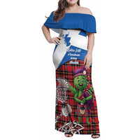 Saint Andrews Day Scotland Family Matching Off Shoulder Maxi Dress and Hawaiian Shirt Thistle Traditional Bagpipe Tartan Pattern - Wonder Print Shop