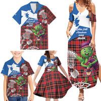 Saint Andrews Day Scotland Family Matching Summer Maxi Dress and Hawaiian Shirt Thistle Traditional Bagpipe Tartan Pattern - Wonder Print Shop