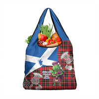 Saint Andrews Day Scotland Grocery Bag Thistle Traditional Bagpipe Tartan Pattern - Wonder Print Shop