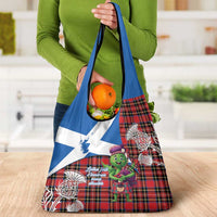 Saint Andrews Day Scotland Grocery Bag Thistle Traditional Bagpipe Tartan Pattern - Wonder Print Shop
