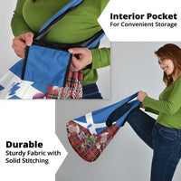 Saint Andrews Day Scotland Grocery Bag Thistle Traditional Bagpipe Tartan Pattern - Wonder Print Shop