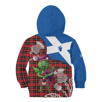 Saint Andrews Day Scotland Kid Hoodie Thistle Traditional Bagpipe Tartan Pattern - Wonder Print Shop