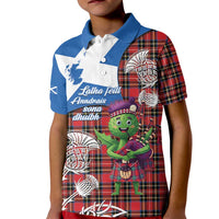 Saint Andrews Day Scotland Kid Polo Shirt Thistle Traditional Bagpipe Tartan Pattern - Wonder Print Shop