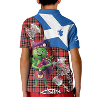 Saint Andrews Day Scotland Kid Polo Shirt Thistle Traditional Bagpipe Tartan Pattern - Wonder Print Shop
