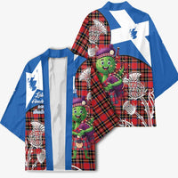 Saint Andrews Day Scotland Kimono Thistle Traditional Bagpipe Tartan Pattern - Wonder Print Shop