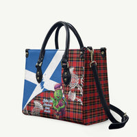 Saint Andrews Day Scotland Leather Bag Thistle Traditional Bagpipe Tartan Pattern - Wonder Print Shop
