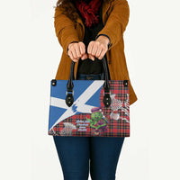 Saint Andrews Day Scotland Leather Bag Thistle Traditional Bagpipe Tartan Pattern - Wonder Print Shop
