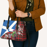 Saint Andrews Day Scotland Leather Bag Thistle Traditional Bagpipe Tartan Pattern - Wonder Print Shop