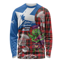 Saint Andrews Day Scotland Long Sleeve Shirt Thistle Traditional Bagpipe Tartan Pattern - Wonder Print Shop