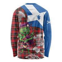 Saint Andrews Day Scotland Long Sleeve Shirt Thistle Traditional Bagpipe Tartan Pattern - Wonder Print Shop
