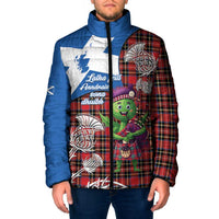 Saint Andrews Day Scotland Padded Jacket Thistle Traditional Bagpipe Tartan Pattern - Wonder Print Shop