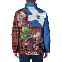 Saint Andrews Day Scotland Padded Jacket Thistle Traditional Bagpipe Tartan Pattern - Wonder Print Shop