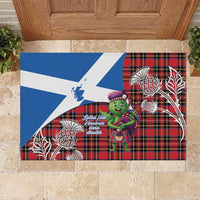 Saint Andrews Day Scotland Rubber Doormat Thistle Traditional Bagpipe Tartan Pattern - Wonder Print Shop