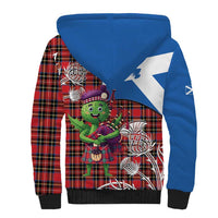 Saint Andrews Day Scotland Sherpa Hoodie Thistle Traditional Bagpipe Tartan Pattern - Wonder Print Shop