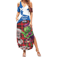 Saint Andrews Day Scotland Summer Maxi Dress Thistle Traditional Bagpipe Tartan Pattern - Wonder Print Shop