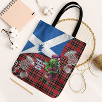 Saint Andrews Day Scotland Tote Bag Thistle Traditional Bagpipe Tartan Pattern - Wonder Print Shop