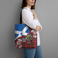Saint Andrews Day Scotland Tote Bag Thistle Traditional Bagpipe Tartan Pattern - Wonder Print Shop