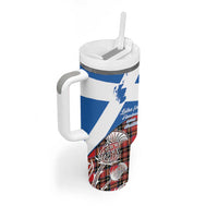 Saint Andrews Day Scotland Tumbler With Handle Thistle Traditional Bagpipe Tartan Pattern - Wonder Print Shop