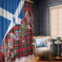 Saint Andrews Day Scotland Window Curtain Thistle Traditional Bagpipe Tartan Pattern - Wonder Print Shop