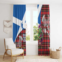 Saint Andrews Day Scotland Window Curtain Thistle Traditional Bagpipe Tartan Pattern - Wonder Print Shop