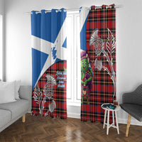 Saint Andrews Day Scotland Window Curtain Thistle Traditional Bagpipe Tartan Pattern - Wonder Print Shop