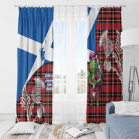 Saint Andrews Day Scotland Window Curtain Thistle Traditional Bagpipe Tartan Pattern - Wonder Print Shop