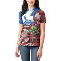 Saint Andrews Day Scotland Women Polo Shirt Thistle Traditional Bagpipe Tartan Pattern - Wonder Print Shop