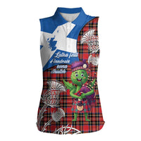 Saint Andrews Day Scotland Women Sleeveless Polo Shirt Thistle Traditional Bagpipe Tartan Pattern - Wonder Print Shop