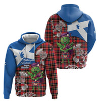 Saint Andrews Day Scotland Zip Hoodie Thistle Traditional Bagpipe Tartan Pattern - Wonder Print Shop