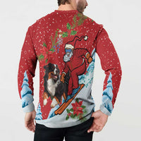 Switzerland Christmas Button Sweatshirt Greater Swiss Mountain Dog Santa - Merry Xmas - Wonder Print Shop