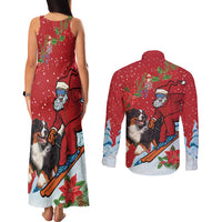 Switzerland Christmas Couples Matching Tank Maxi Dress and Long Sleeve Button Shirt Greater Swiss Mountain Dog Santa - Merry Xmas - Wonder Print Shop