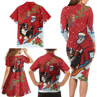 Switzerland Christmas Family Matching Long Sleeve Bodycon Dress and Hawaiian Shirt Greater Swiss Mountain Dog Santa - Merry Xmas - Wonder Print Shop