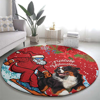 Switzerland Christmas Round Carpet Greater Swiss Mountain Dog Santa - Merry Xmas