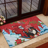 Switzerland Christmas Rubber Doormat Greater Swiss Mountain Dog Santa - Merry Xmas - Wonder Print Shop