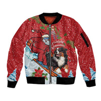 Switzerland Christmas Sleeve Zip Bomber Jacket Greater Swiss Mountain Dog Santa - Merry Xmas - Wonder Print Shop