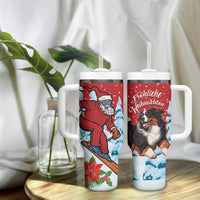 Switzerland Christmas Tumbler With Handle Greater Swiss Mountain Dog Santa - Merry Xmas - Wonder Print Shop