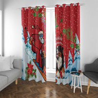 Switzerland Christmas Window Curtain Greater Swiss Mountain Dog Santa - Merry Xmas - Wonder Print Shop