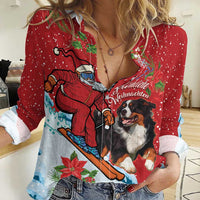 Switzerland Christmas Women Casual Shirt Greater Swiss Mountain Dog Santa - Merry Xmas - Wonder Print Shop