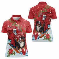 Switzerland Christmas Women Polo Shirt Greater Swiss Mountain Dog Santa - Merry Xmas - Wonder Print Shop