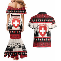 Switzerland Christmas Couples Matching Mermaid Dress and Hawaiian Shirt Merry Swissmas - Coat Of Arms Style - Wonder Print Shop