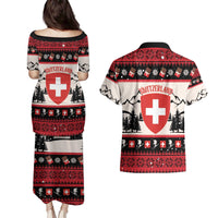 Switzerland Christmas Couples Matching Puletasi and Hawaiian Shirt Merry Swissmas - Coat Of Arms Style - Wonder Print Shop
