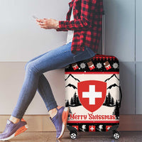 Switzerland Christmas Luggage Cover Merry Swissmas - Coat Of Arms Style - Wonder Print Shop