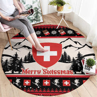 Switzerland Christmas Round Carpet Merry Swissmas - Coat Of Arms Style