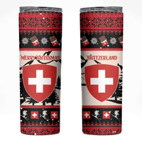 Switzerland Christmas Skinny Tumbler Merry Swissmas - Coat Of Arms Style - Wonder Print Shop