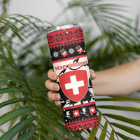 Switzerland Christmas Skinny Tumbler Merry Swissmas - Coat Of Arms Style - Wonder Print Shop