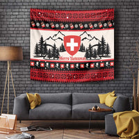 Switzerland Christmas Tapestry Merry Swissmas - Coat Of Arms Style - Wonder Print Shop
