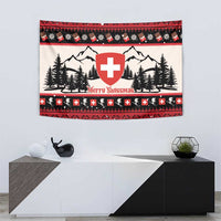 Switzerland Christmas Tapestry Merry Swissmas - Coat Of Arms Style - Wonder Print Shop